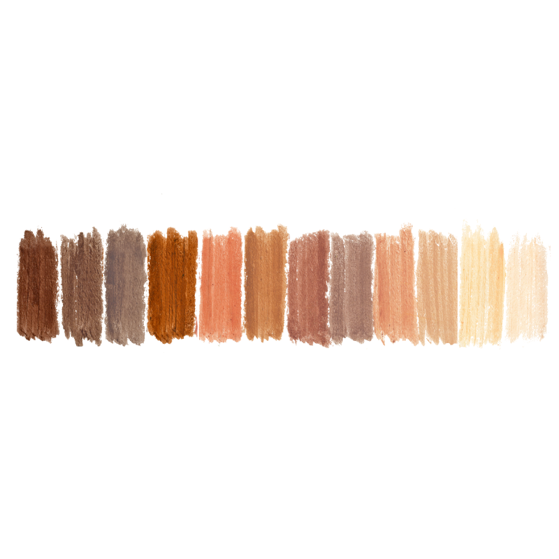14 skin tone paint swatches