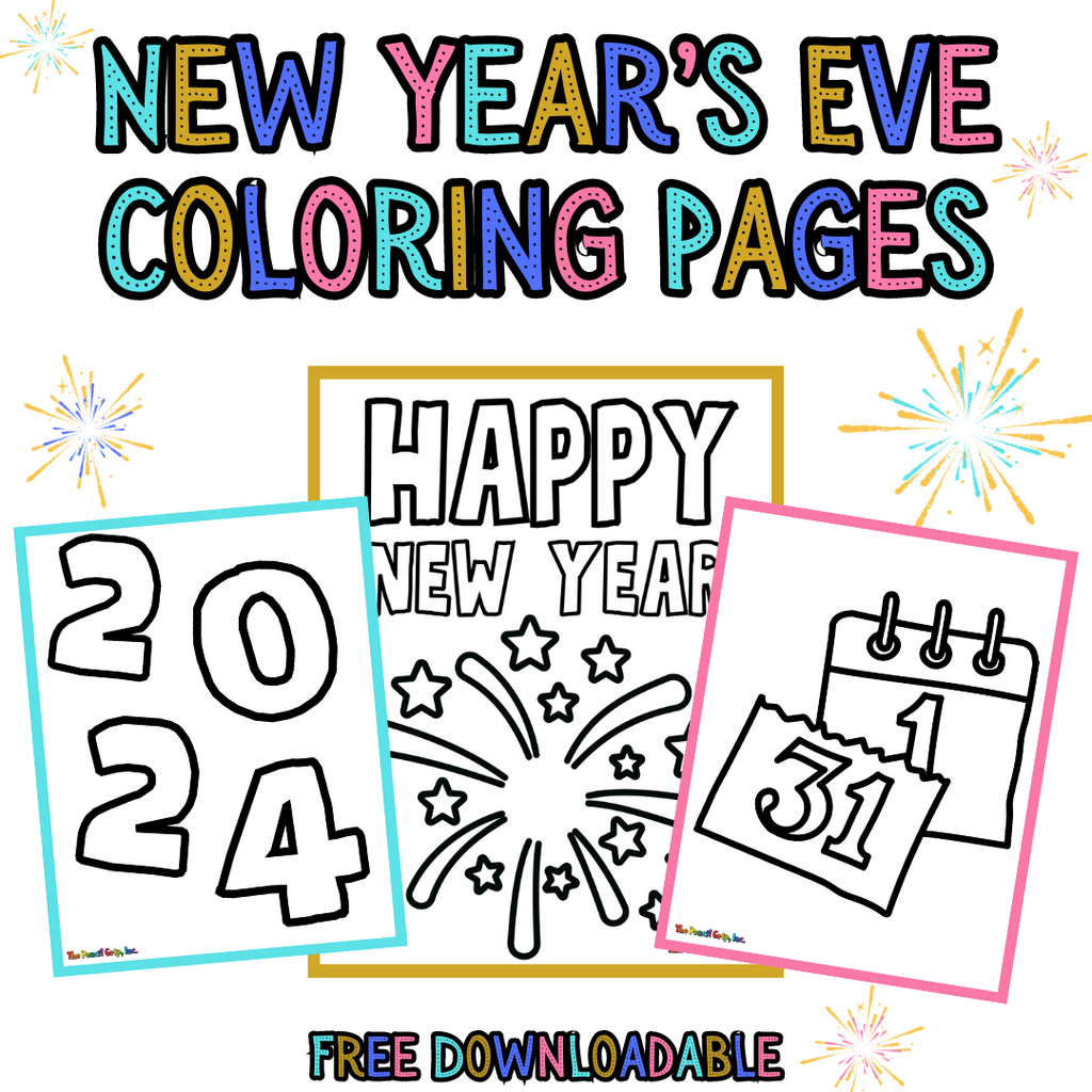 Free Downloadable NYE Coloring Pages!