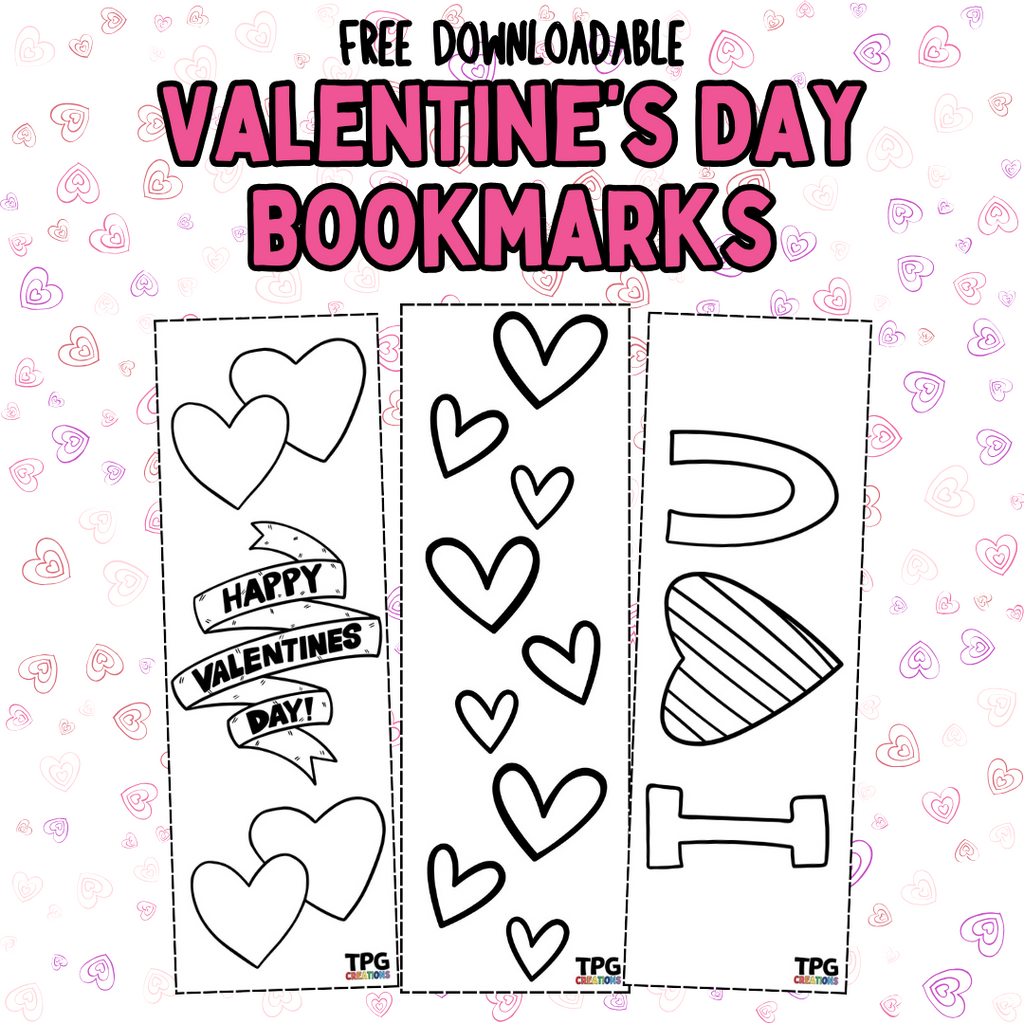 Free Downloadable Coloring Bookmarks for Valentine's Day!