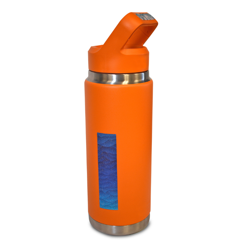 zen strip on orange water bottle