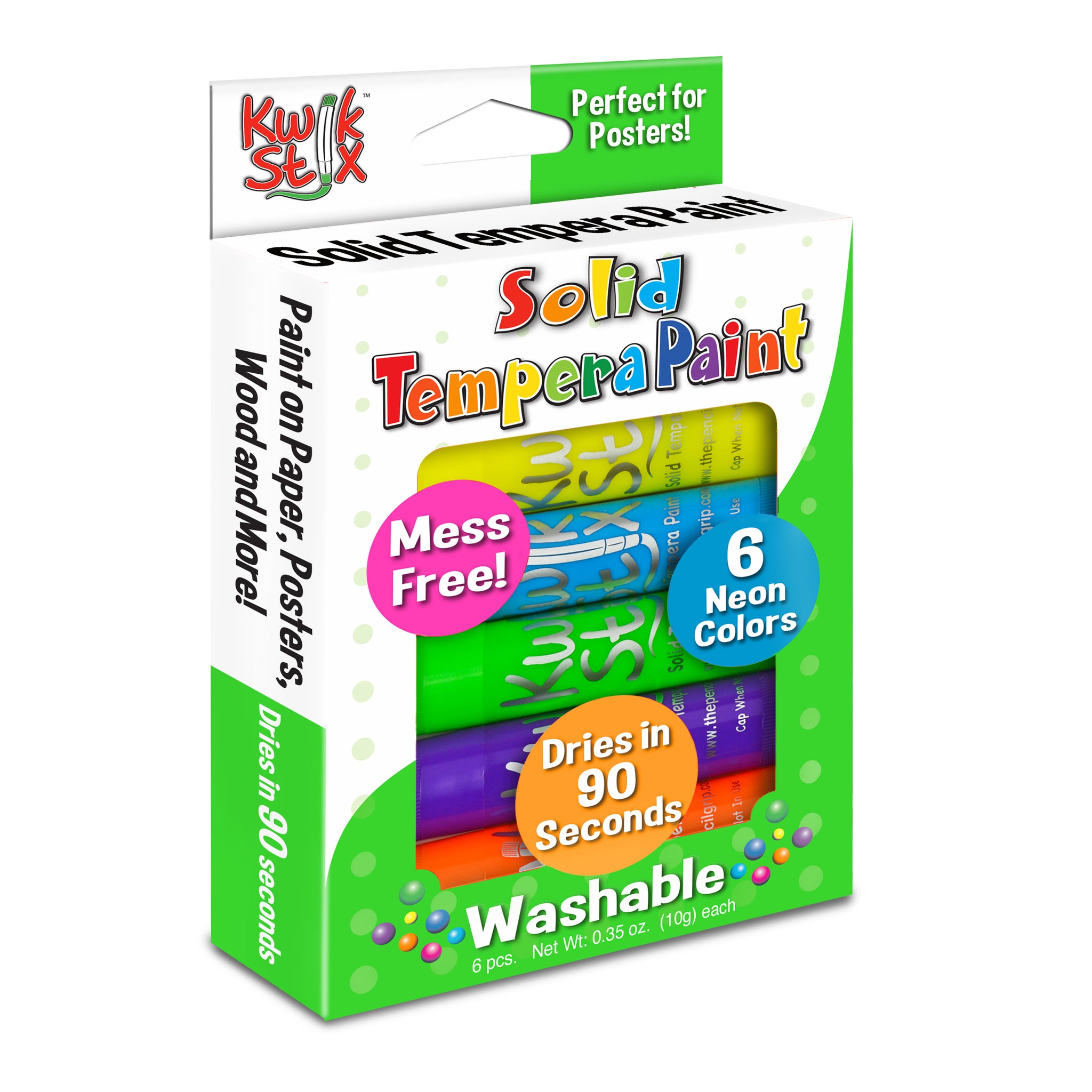 The Pencil Grip Kwik Stix – Tempera Paint Stifte, Metallic-Farben, 6er Pack, Schadstofffrei