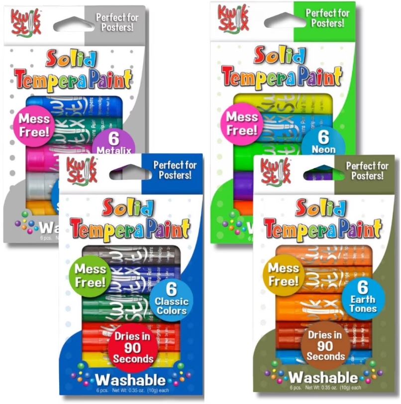 Kwik Stix Paint Sticks Bundle, 24 Count (4 Packs of 6), Classic, Neon ...