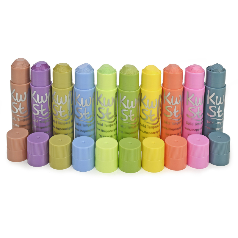 10 pastel colored kwik stix with caps off