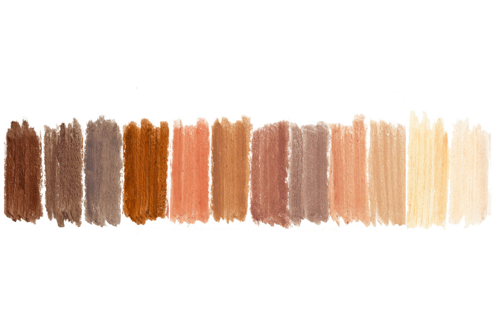 12 global skin tone paint swatches
