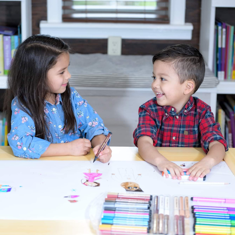 children coloring with magic stix markers