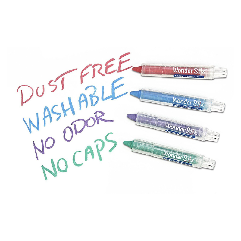 dust free, washable, no odor, no caps written with wonder stix