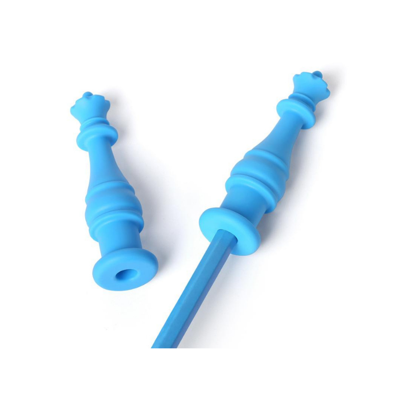 blue chess piece shaped silicone chewable pencil topper 