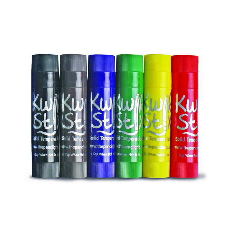 6 classic color kwik stix, black, brown, blue, green, yellow, red