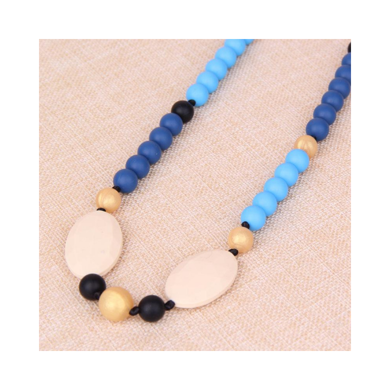 Silicone Beaded Oval Style Teething Necklace